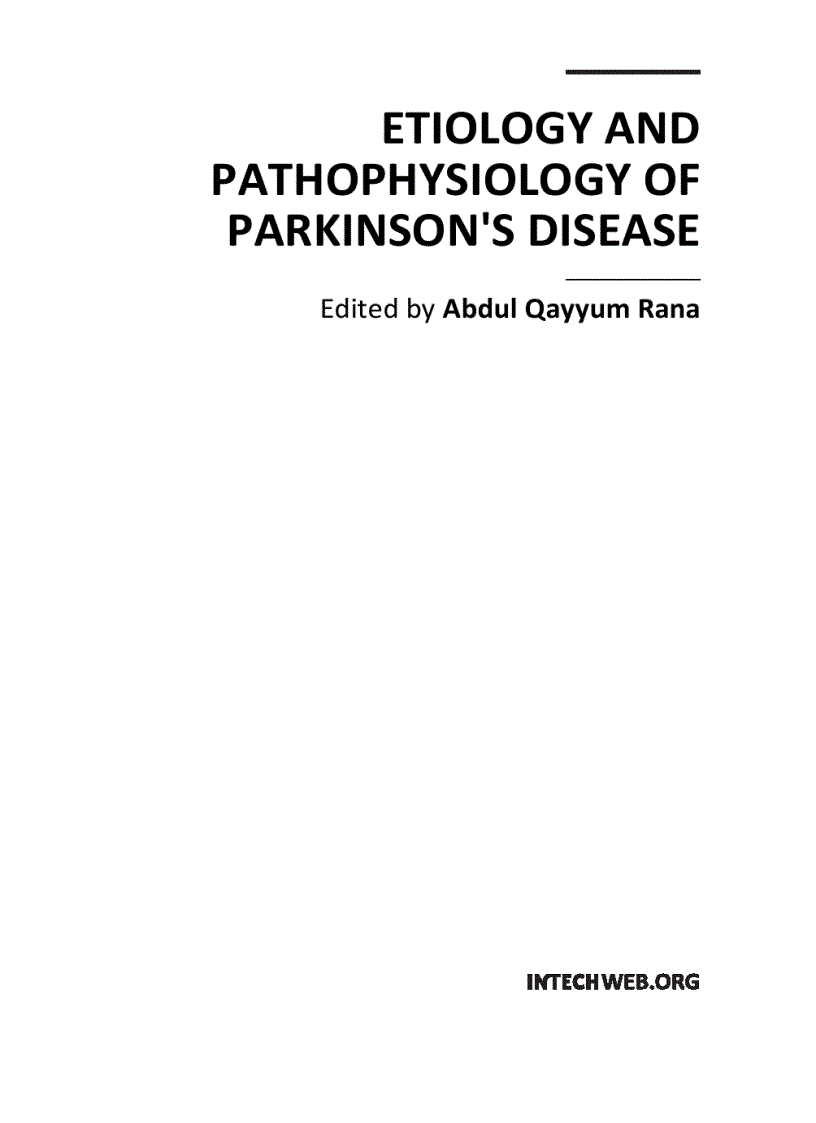 Etiology and Pathophysiology of Parkinson s Disease