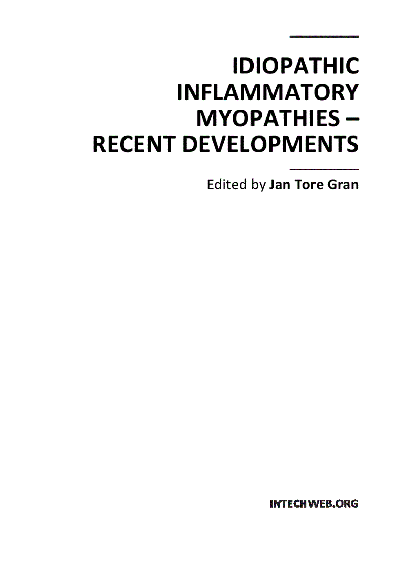 Idiopathic Inflammatory Myopathies â Recent Developments