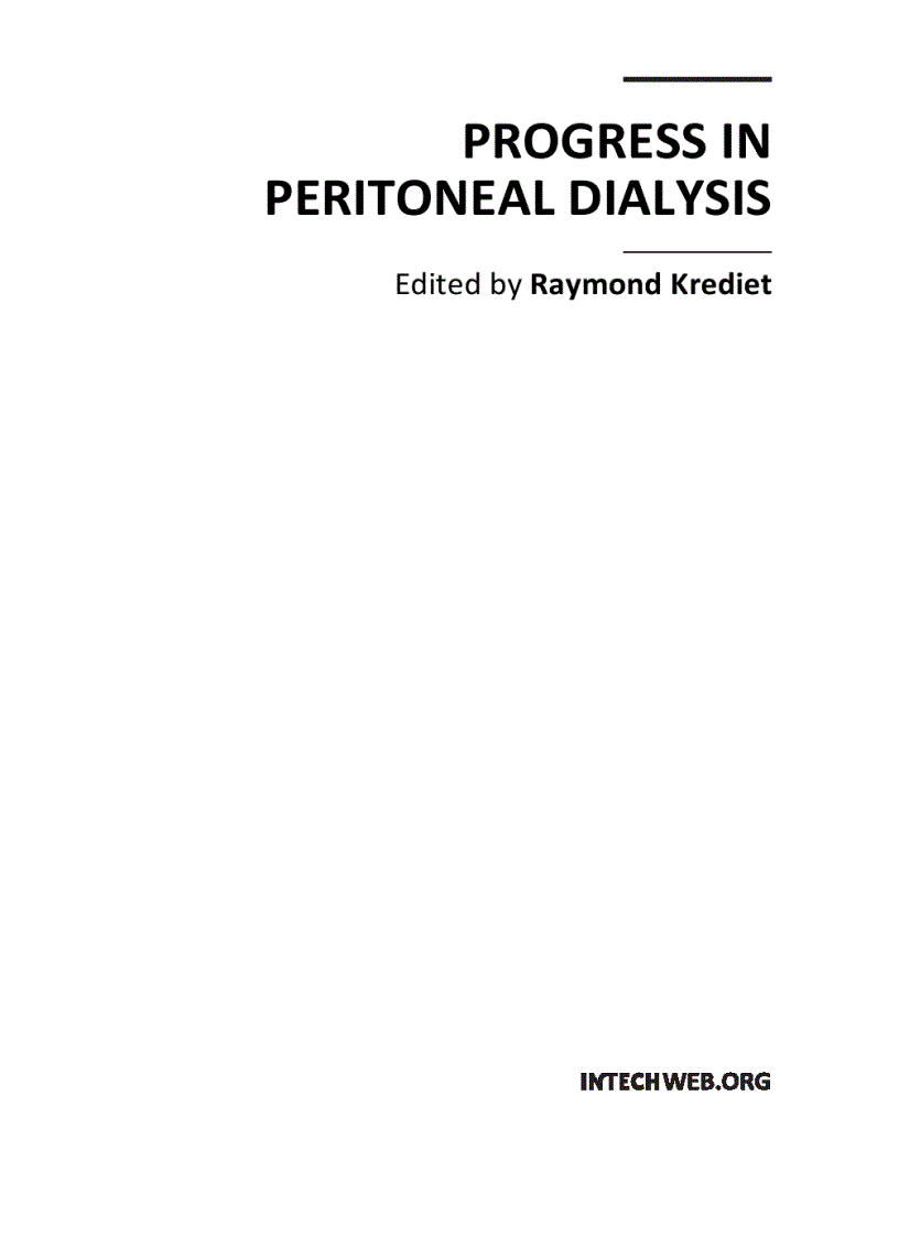 Progress in Peritoneal Dialysis