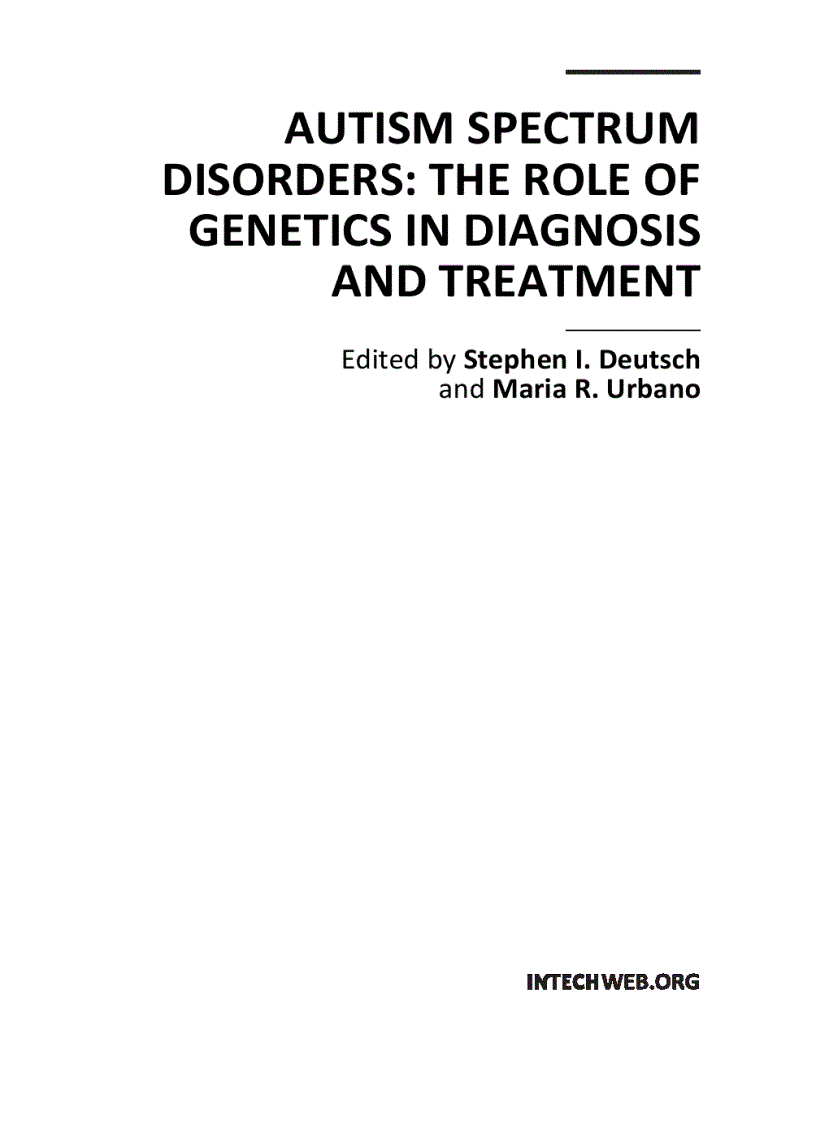 Autism Spectrum Disorders The Role of Genetics in Diagnosis and Treatment