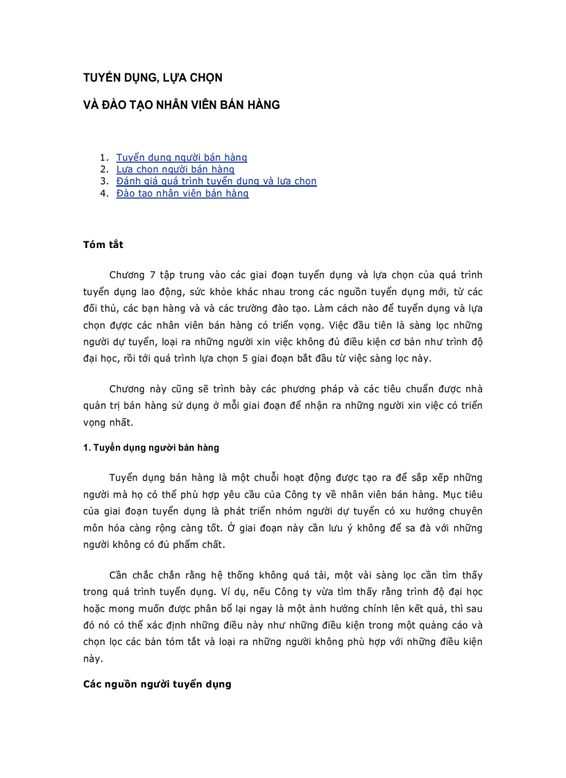 Tuyển dụng đào tạo nhân viên