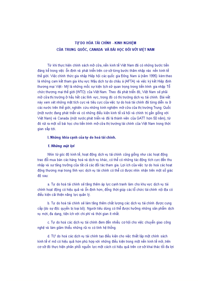 Tự do hóa tài chính