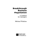 Breakthrough Business Negotiation A Toolbox for Managers