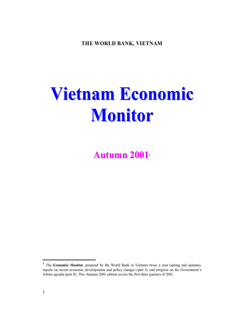 Báo Cáo Tình Hình Kinh Tế Việt Nam Mùa Xuân Năm 2001