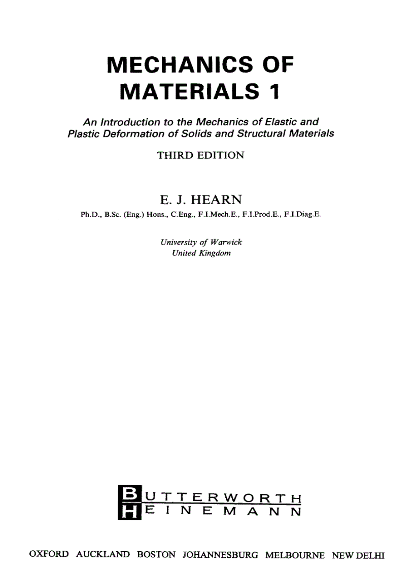 Mechanics of Materials Volume 1 An Introduction 3rd Edition