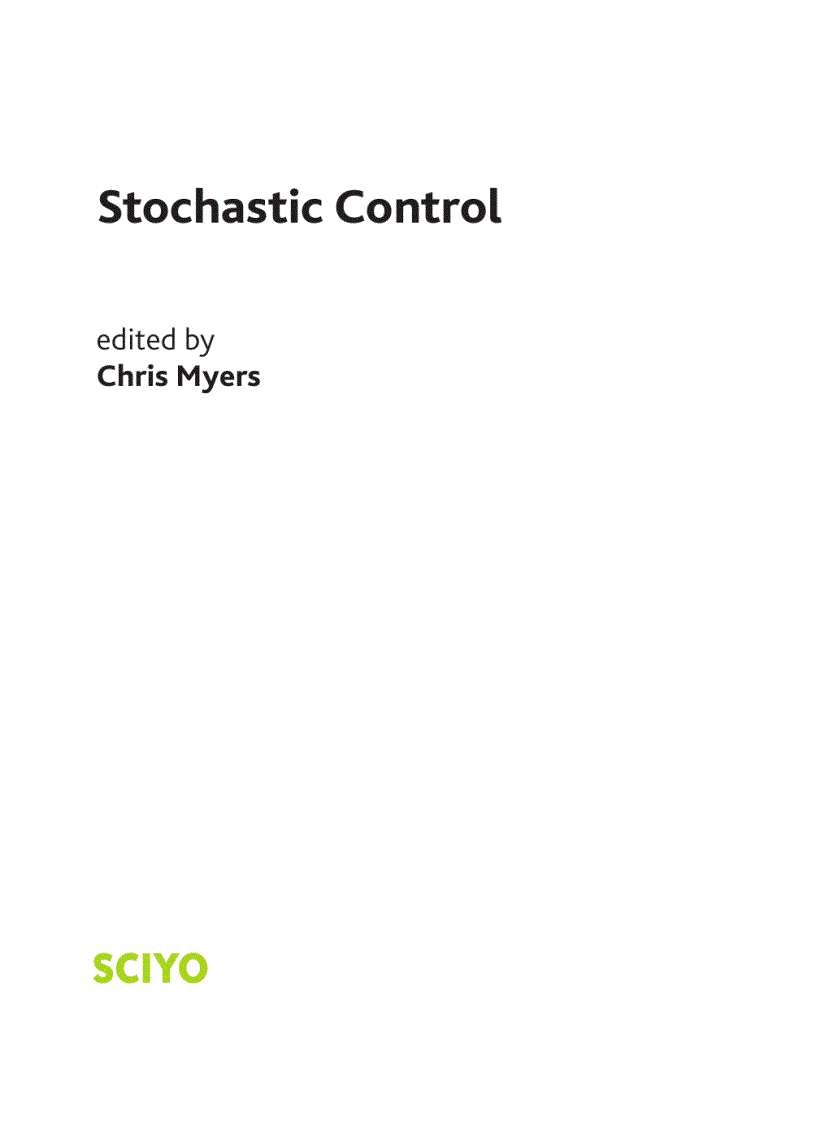 Stochastic Control 1