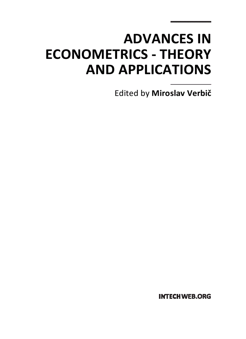 Advances in Econometrics Theory and Applications