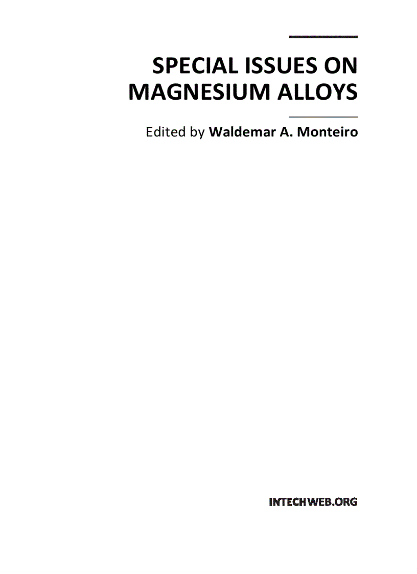 Special Issues on Magnesium Alloys