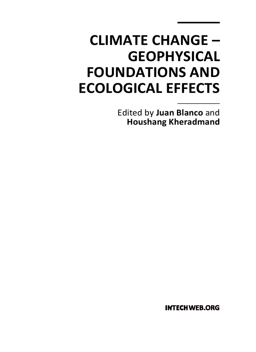 Climate Change Geophysical Foundations and Ecological Effects