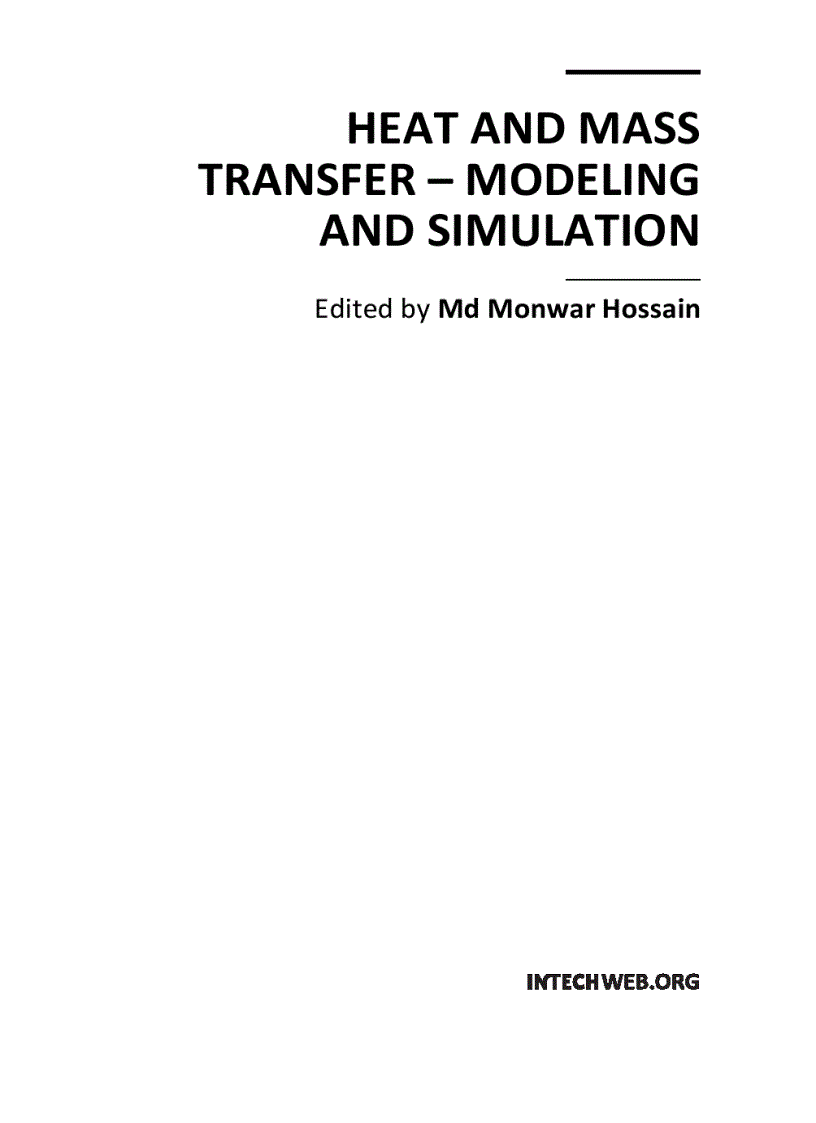 Heat and Mass Transfer Modeling and Simulation