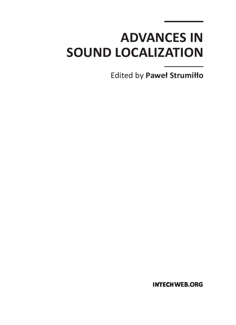 Advances in Sound Localization