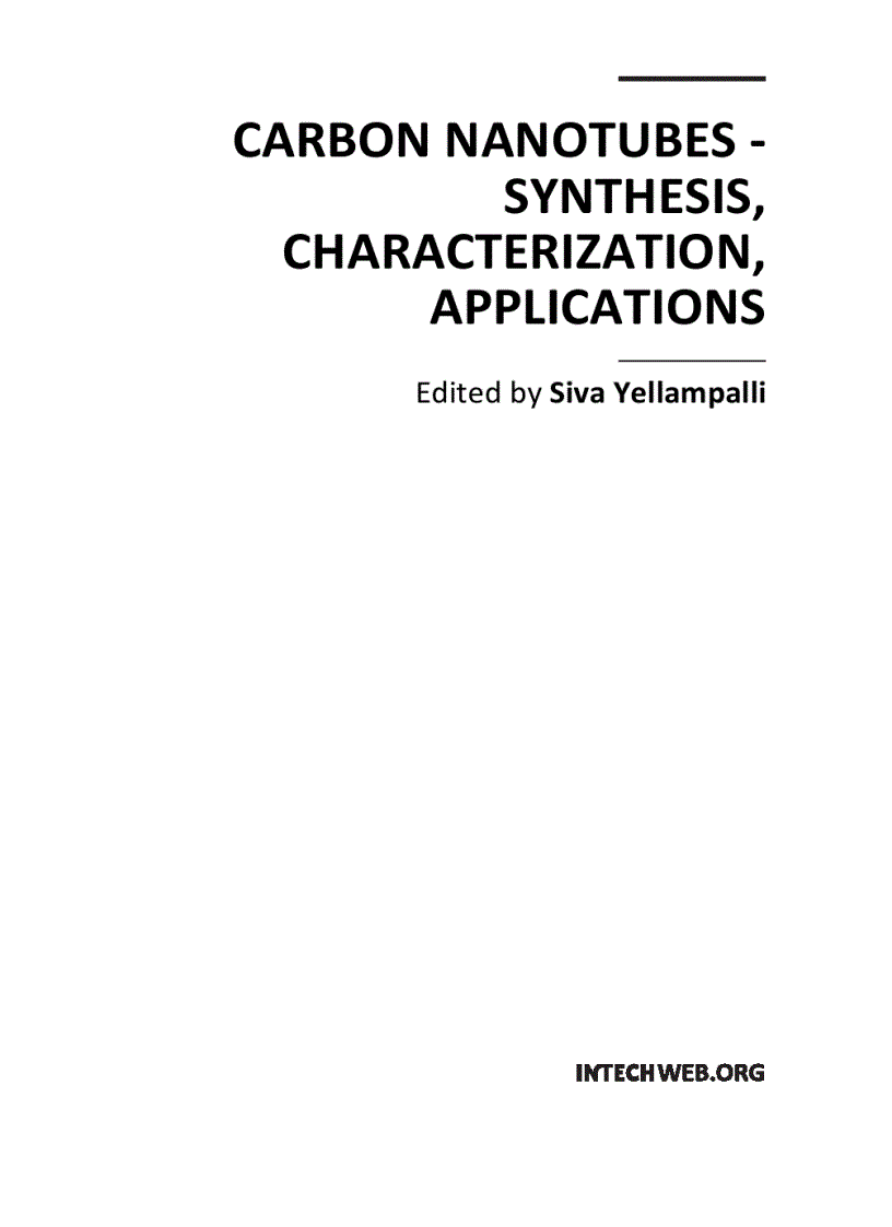 Carbon Nanotubes Synthesis Characterization Applications