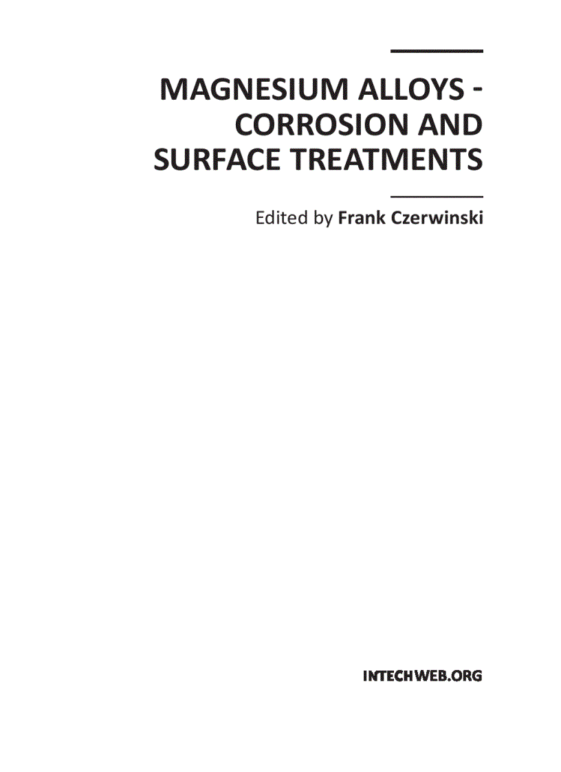 Magnesium Alloys Corrosion and Surface Treatments