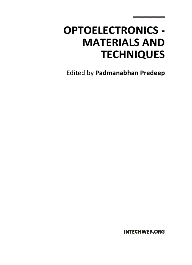 Optoelectronics Materials and Techniques