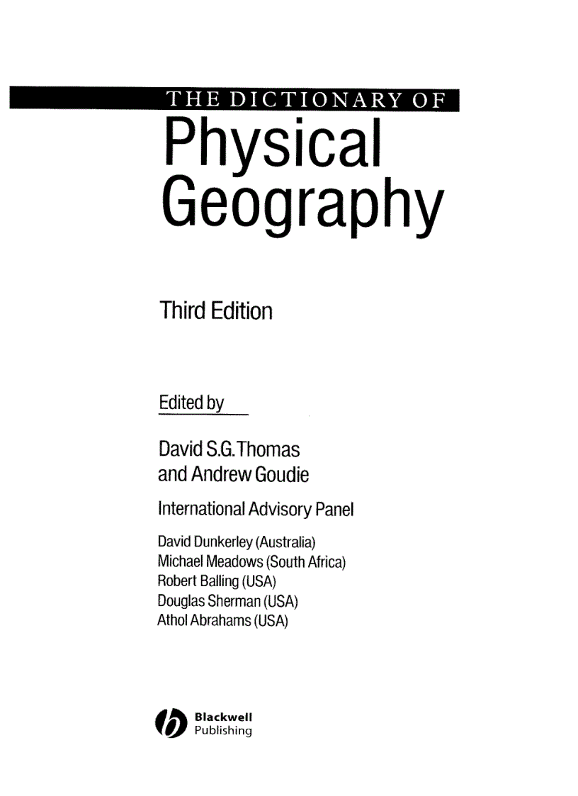 The Dictionary of Physical Geography 3rd Edition