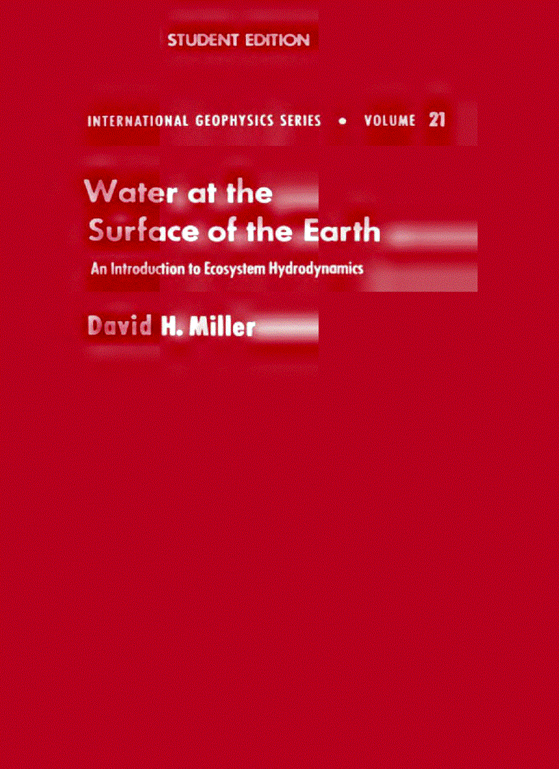 Water at the Surface of Earth An Introduction to Ecosystem Hydrodynamics