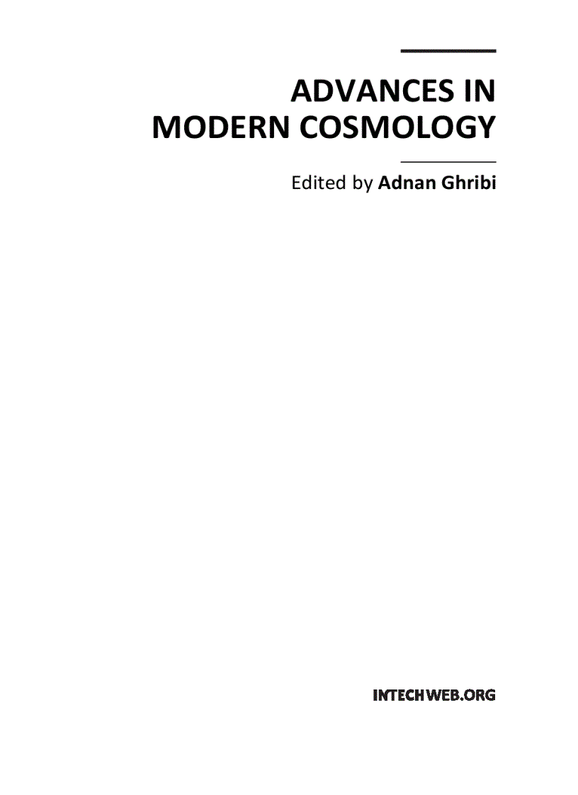 Advances in Modern Cosmology