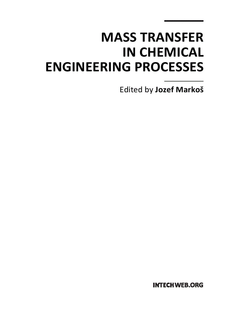 Mass Transfer in Chemical Engineering Processes