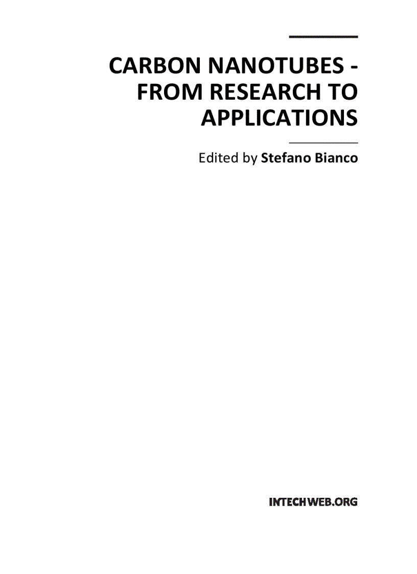 Carbon Nanotubes From Research to Applications