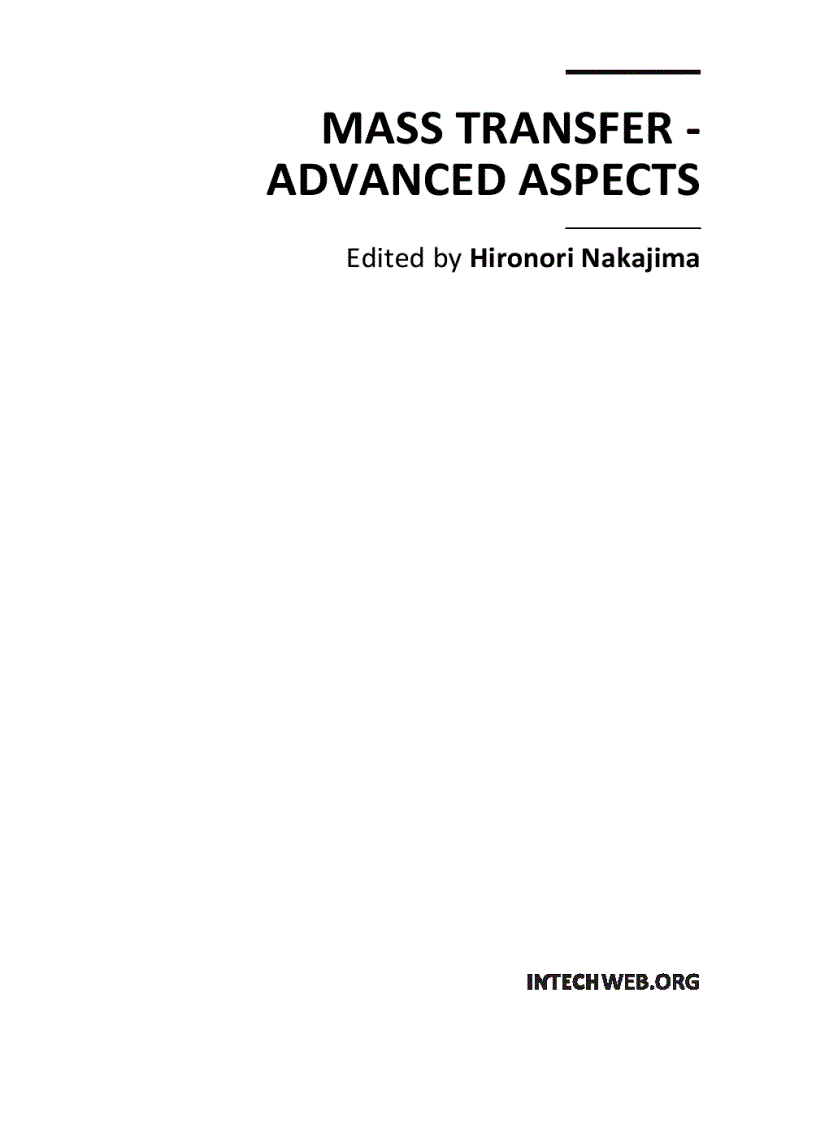 Mass Transfer Advanced Aspects