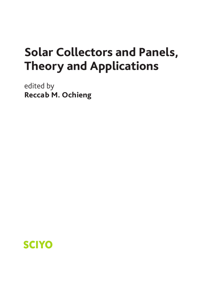 Solar Collectors and Panels Theory and Applications