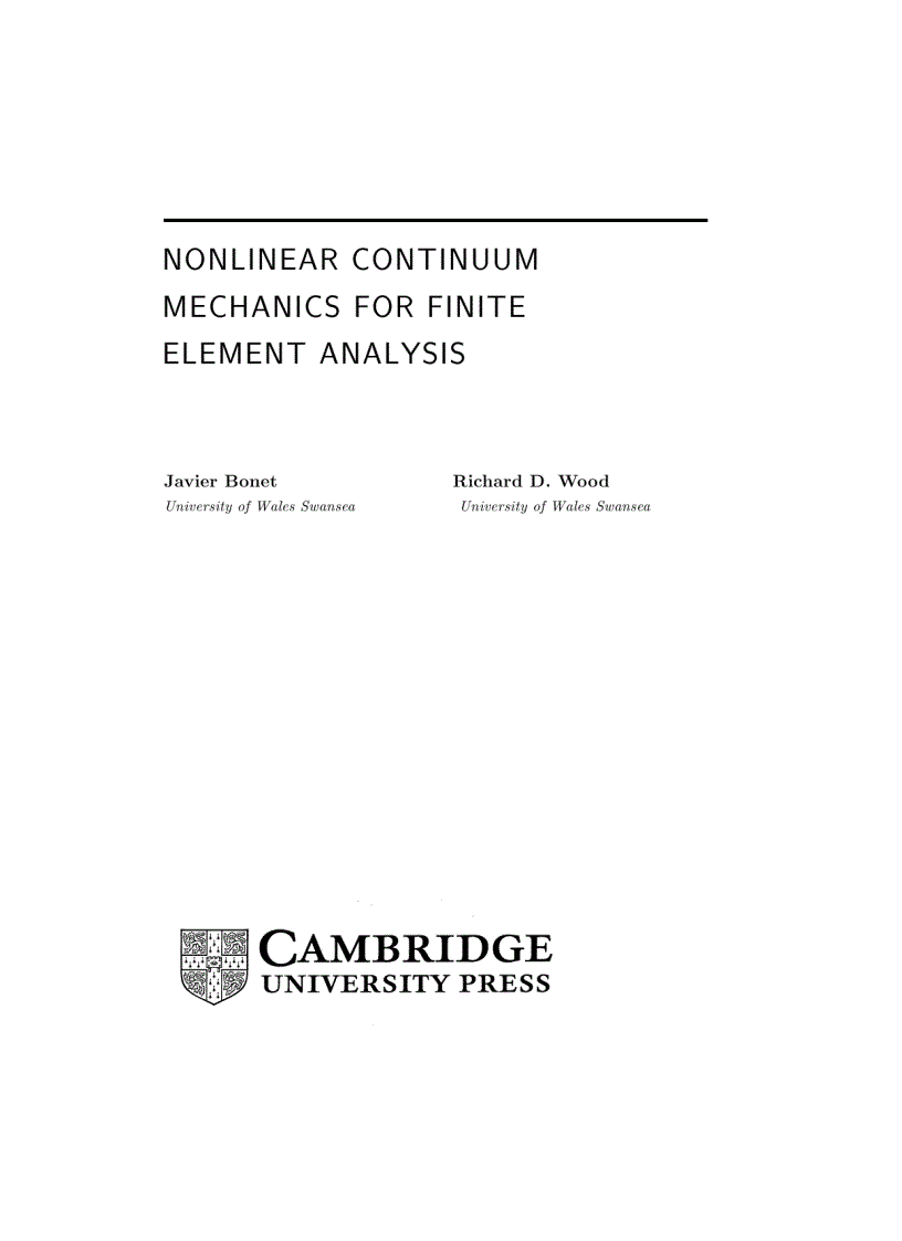 Nonlinear Continuum Mechanics for Finite Element Analysis