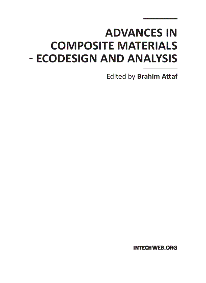 Advances in Composite Materials Ecodesign and Analysis