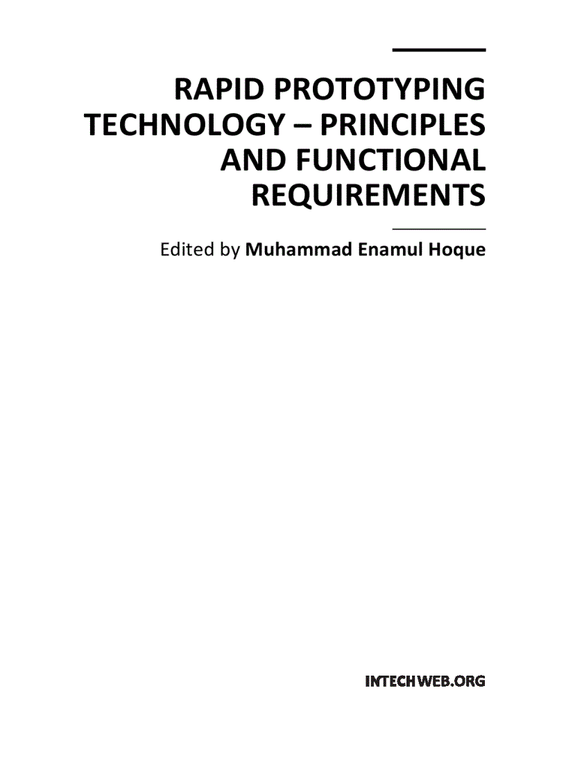 Rapid Prototyping Technology Principles and Functional Requirements