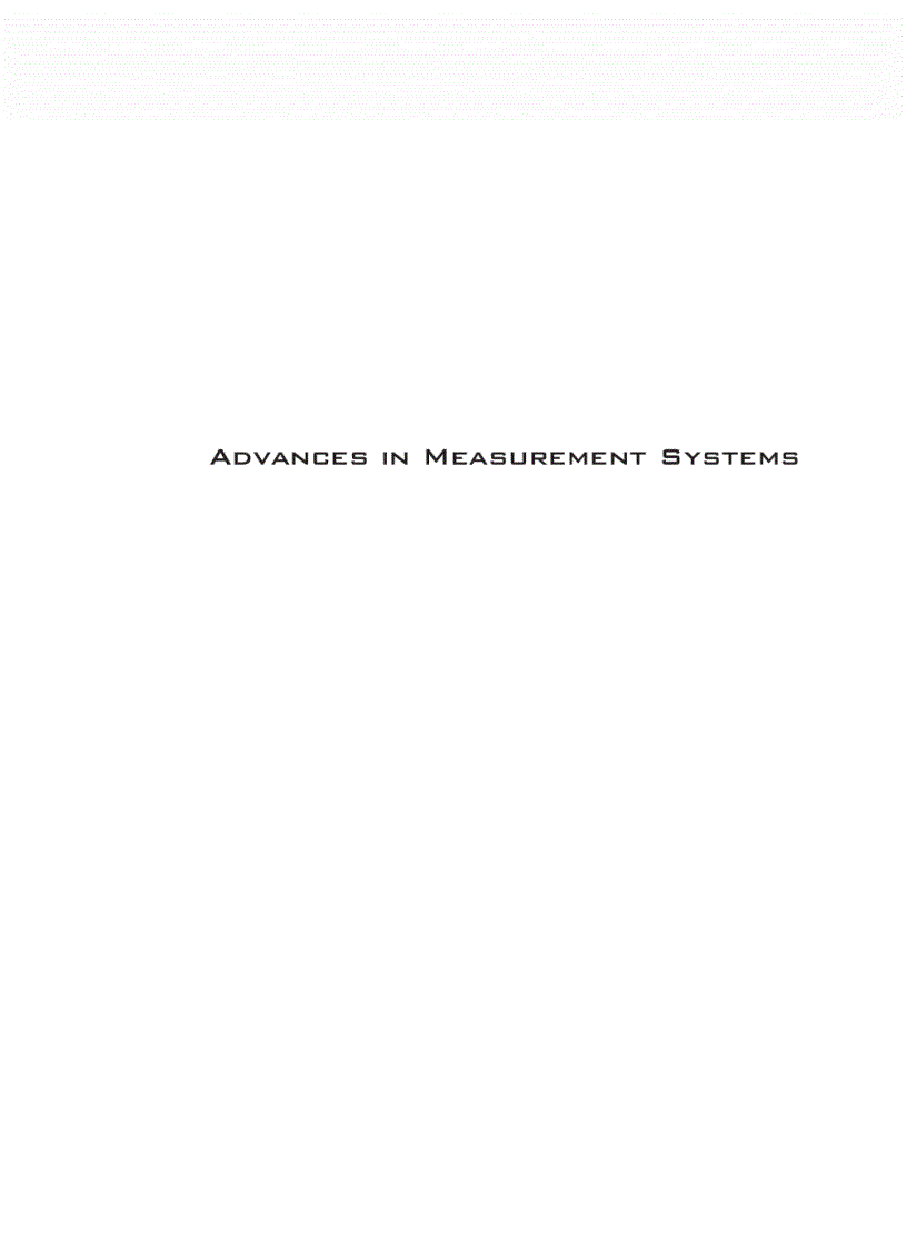 Advances in Measurement Systems