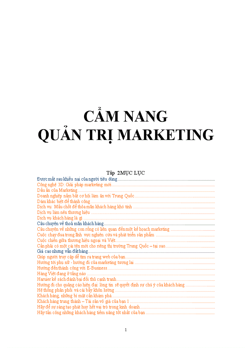 Cẩm nang quản trị Marketing 1