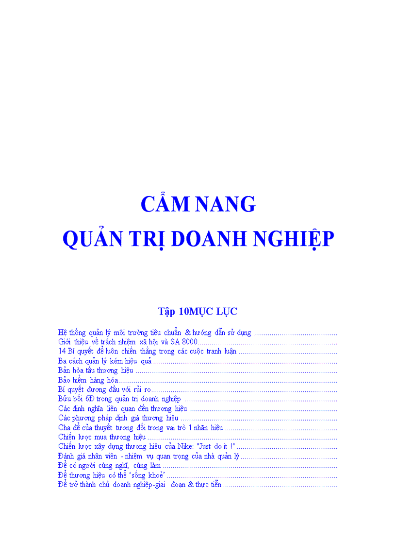 Cẩm nang quản trị doanh nghiệp