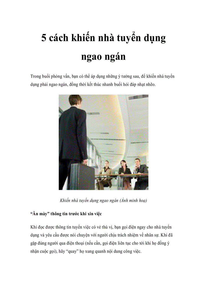 5 cách khiến nhà tuyển dụng ngao ngán