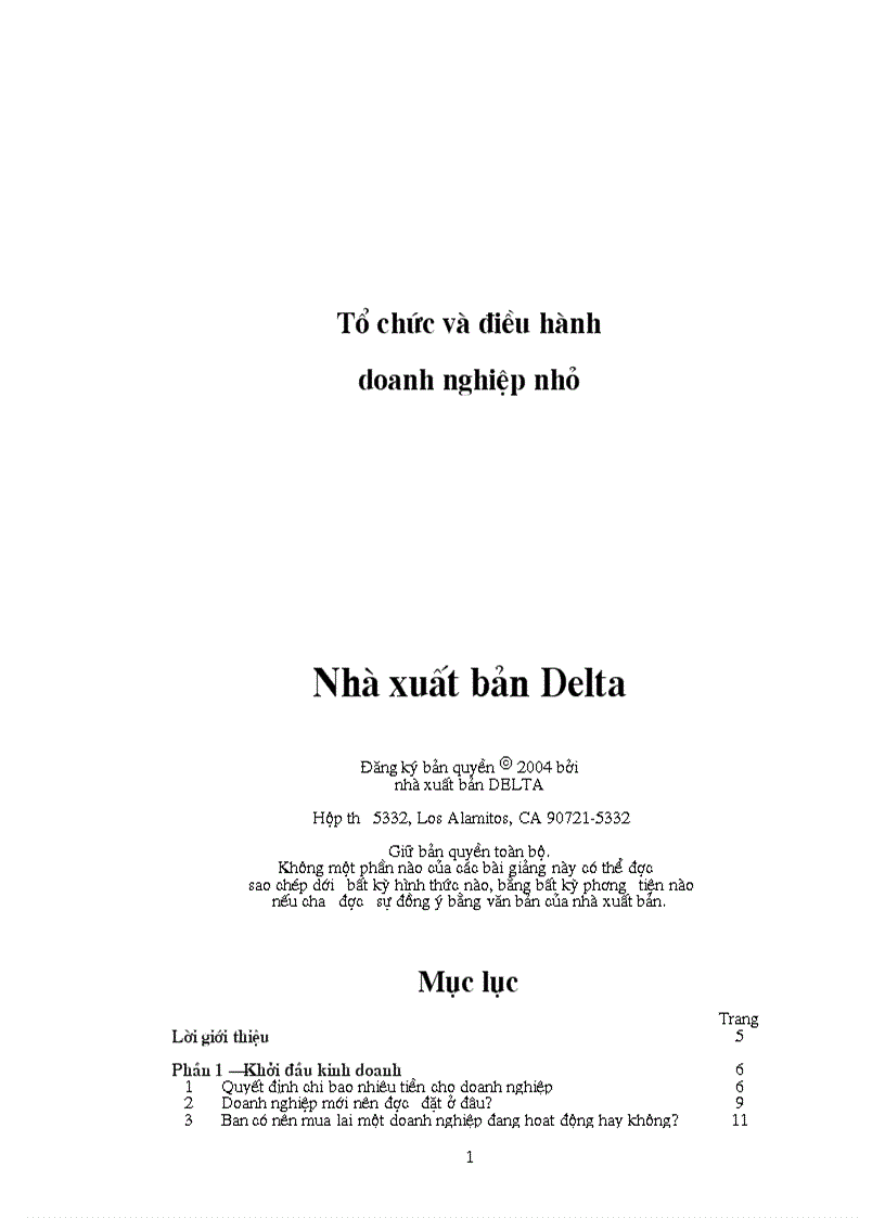 Tổ chức và điều hành doanh nghiệp nhỏ