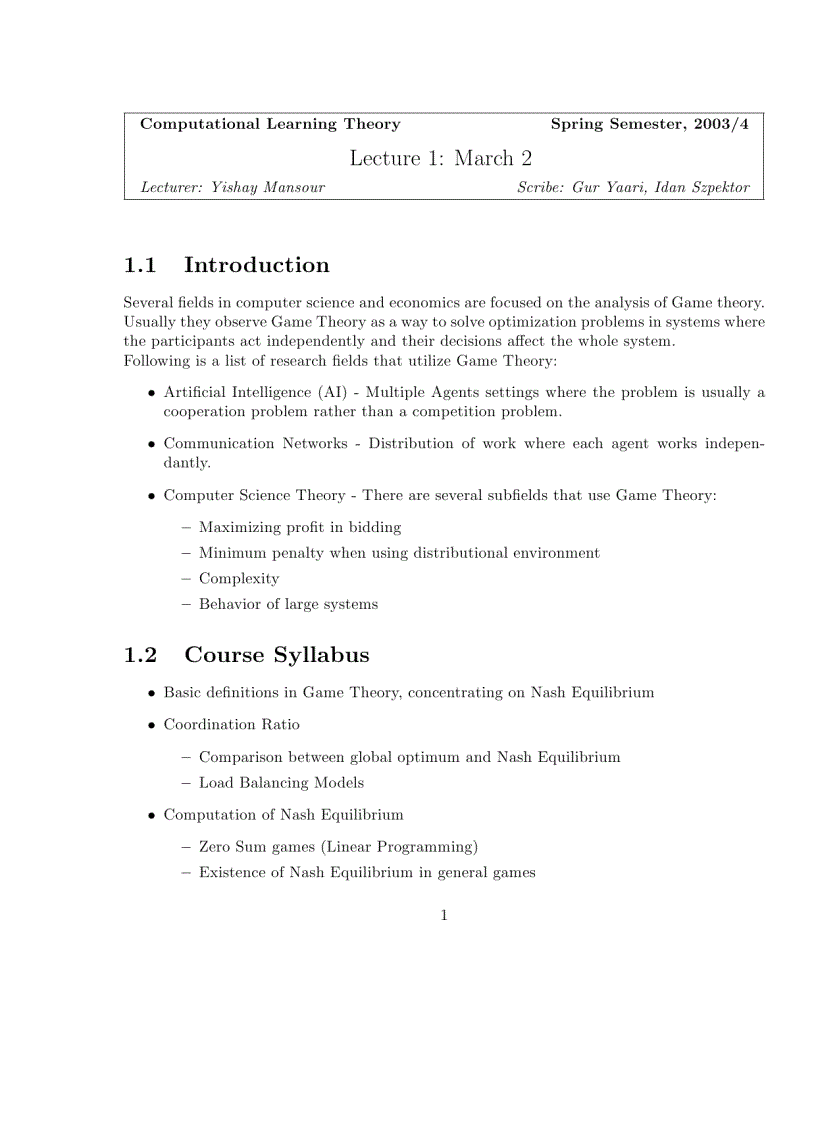 Computational Learning Theory