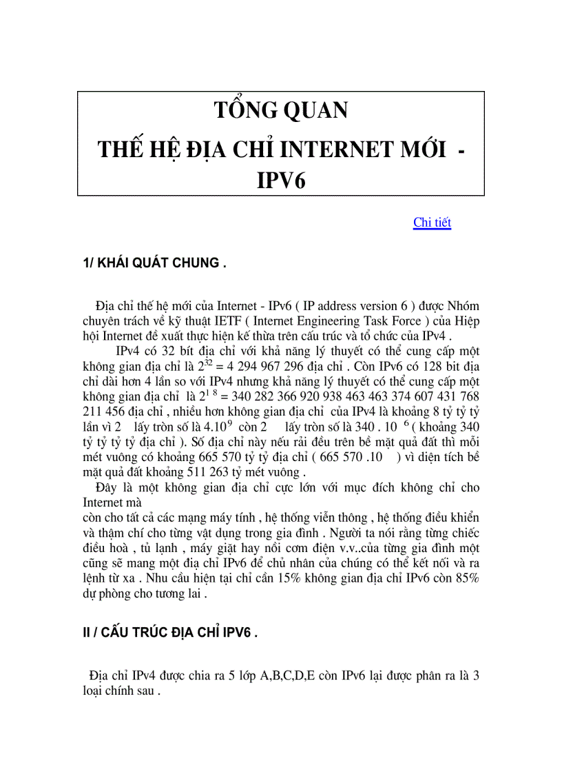 Giới thiệu IP vestion 6
