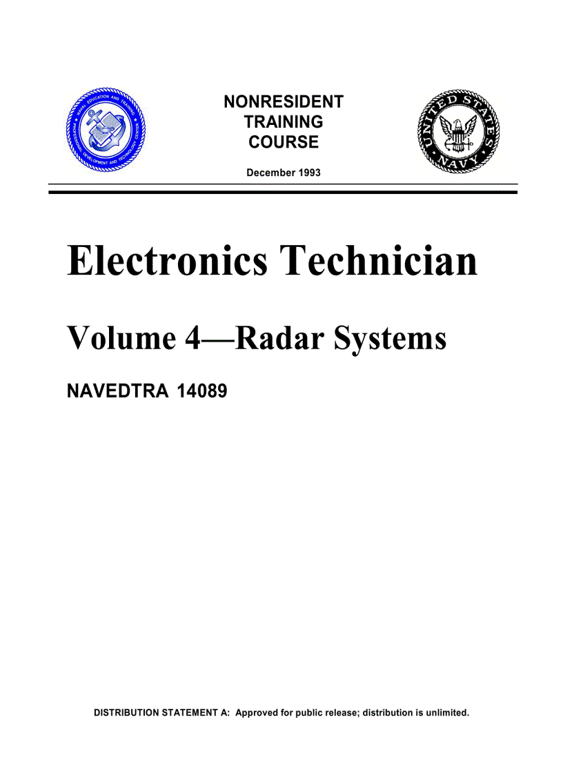 Electronics technician volume 4 radar systems