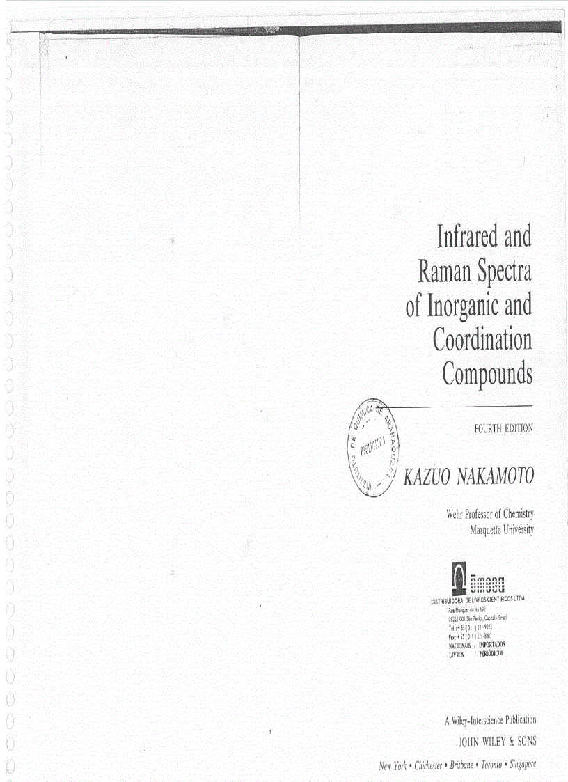 Infrared and Raman Spectra of Inorganic and Coordination Compounds