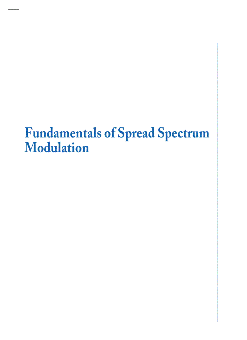 Fundamentals of Spread Spectrum Modulation