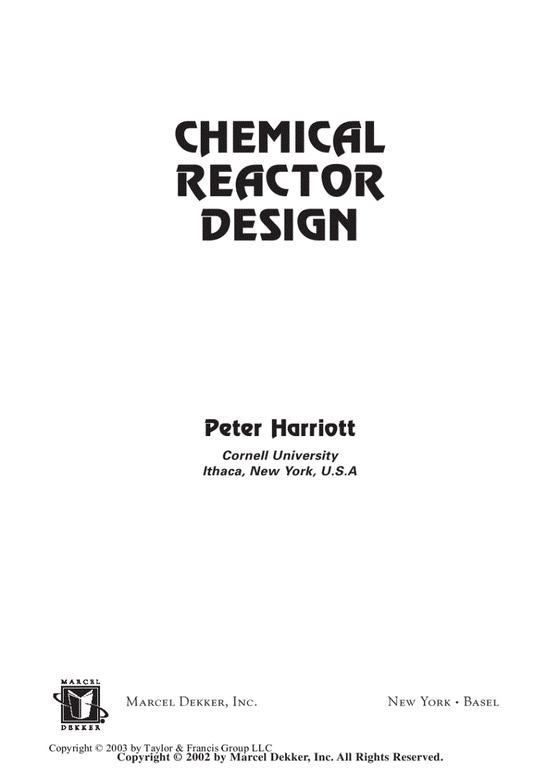 Chemical Reactor Design Chemical Industries