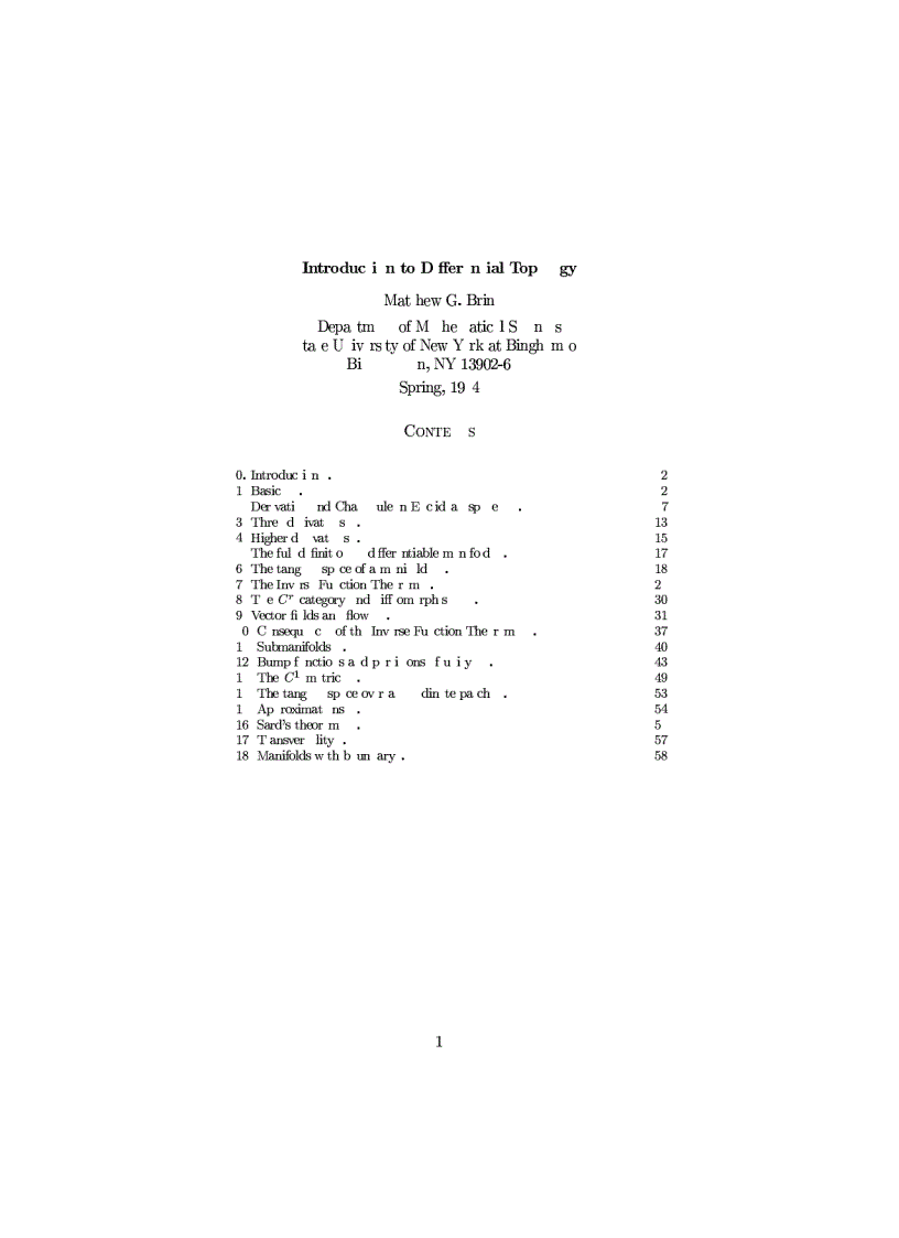 Introduction to Differential Topology