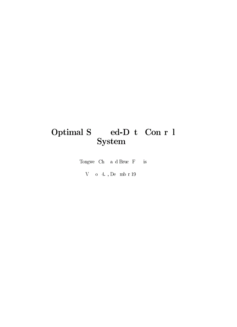 Optimal Sampled Data Control Systems