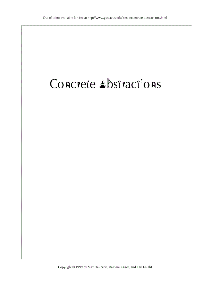 Concrete Abstractions An Introduction to Computer Science Using Scheme