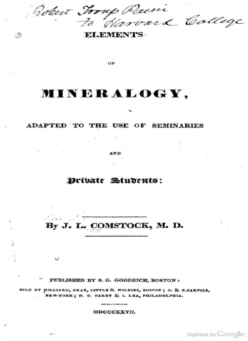 Elements of Mineralogy Adapted To The Use Of Seminaries and Private Students