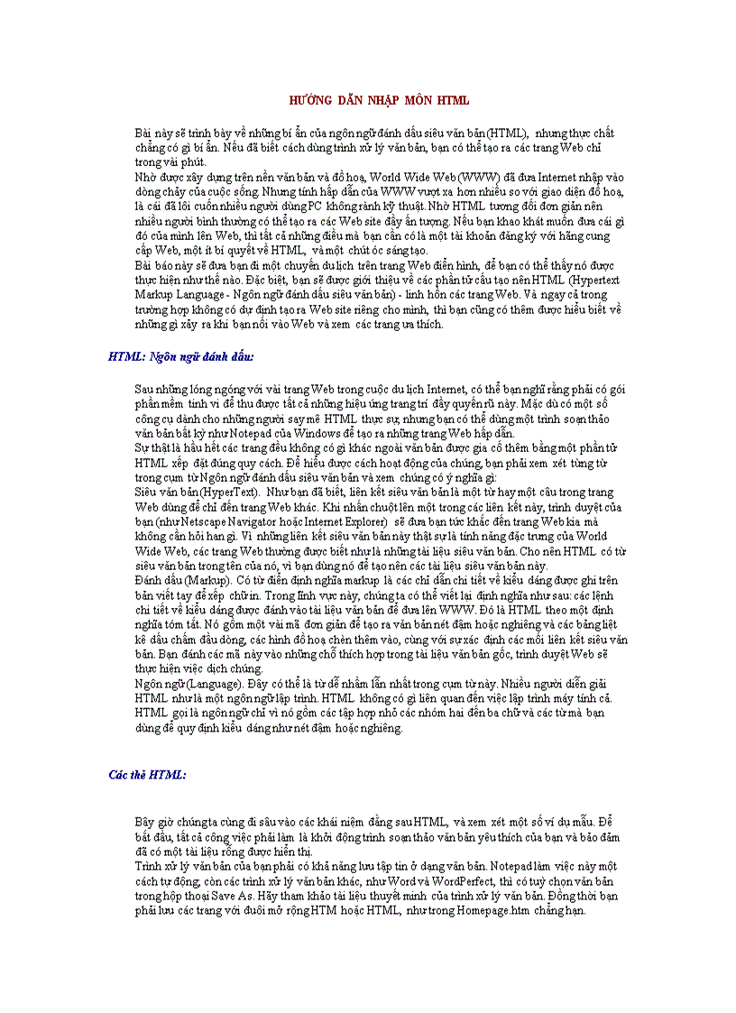 HƯỚNG DẪN NHẬP MÔN HTML 1