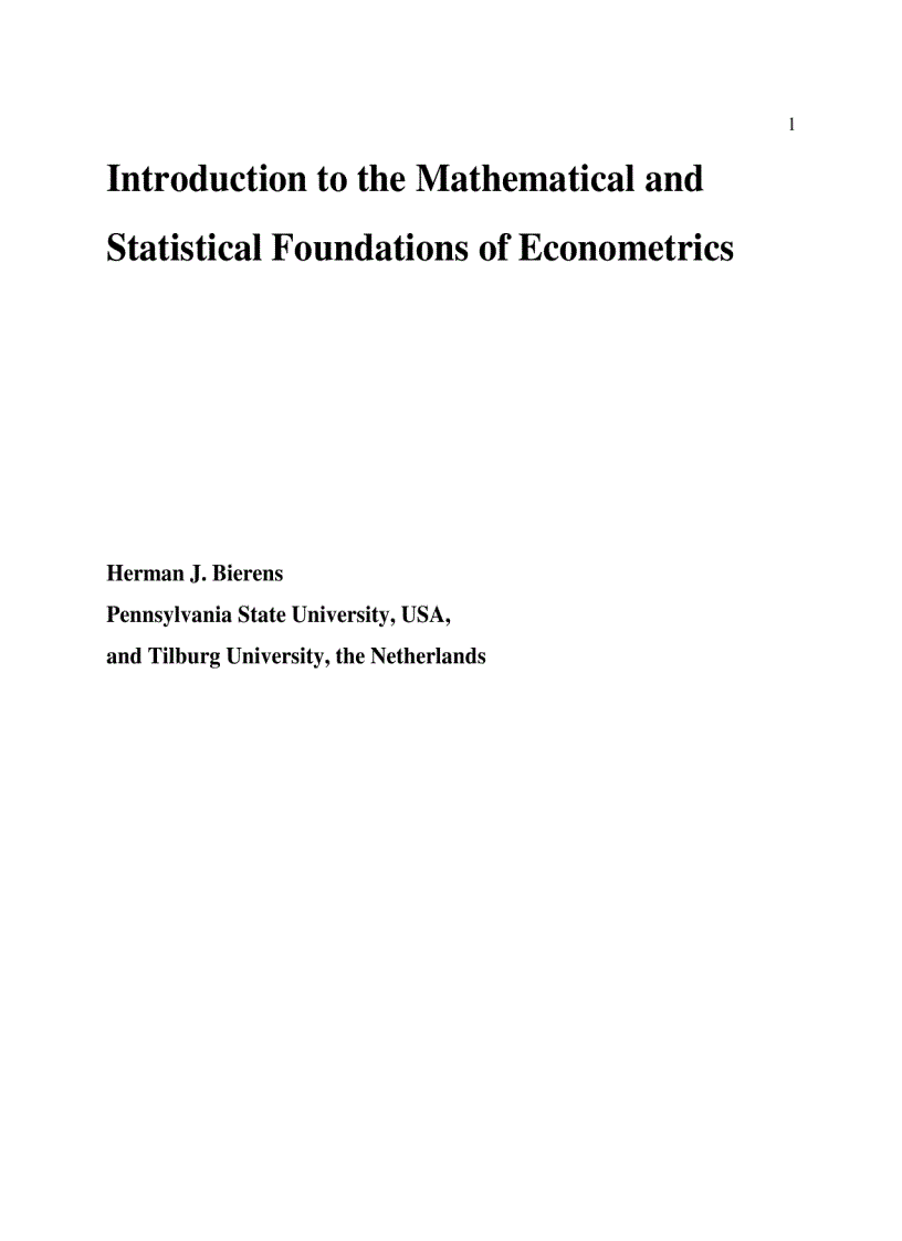 Intro to the Math and Stat Foundations of Econometrics