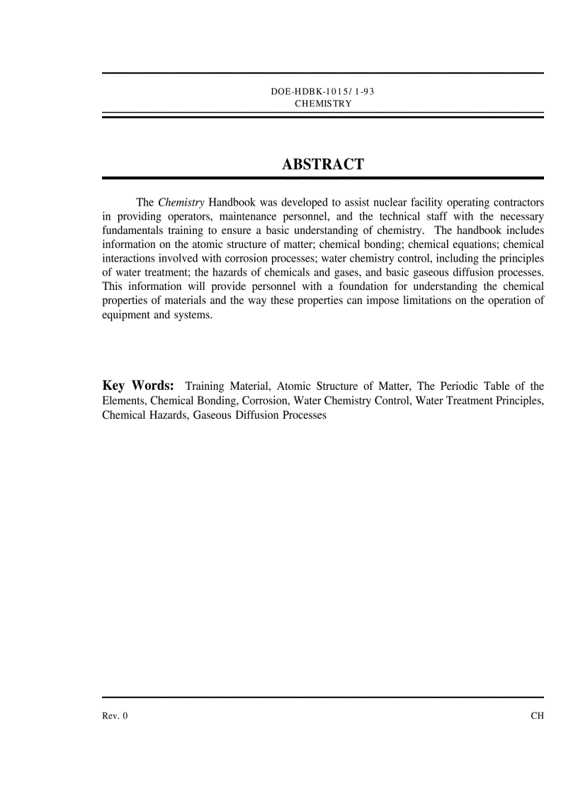 Chemistry Fundamentals Handbook