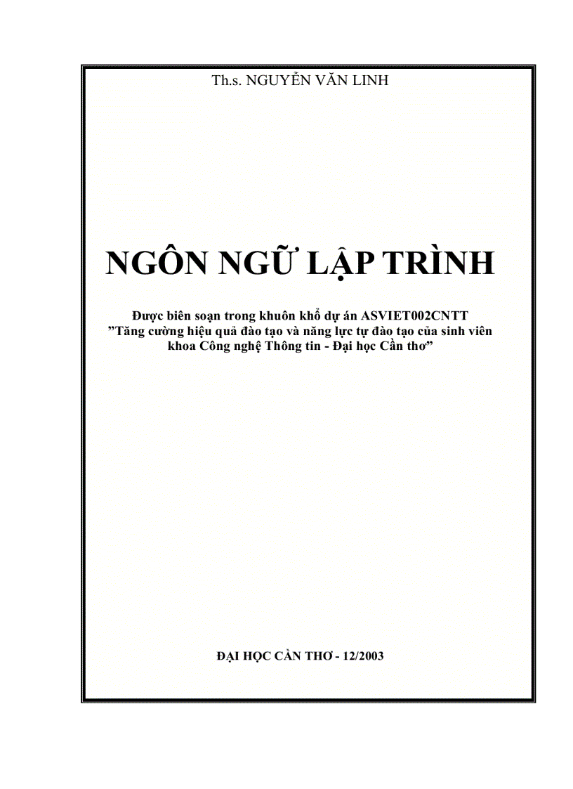 Giáo Trình Ngôn Ngữ Lập Trình