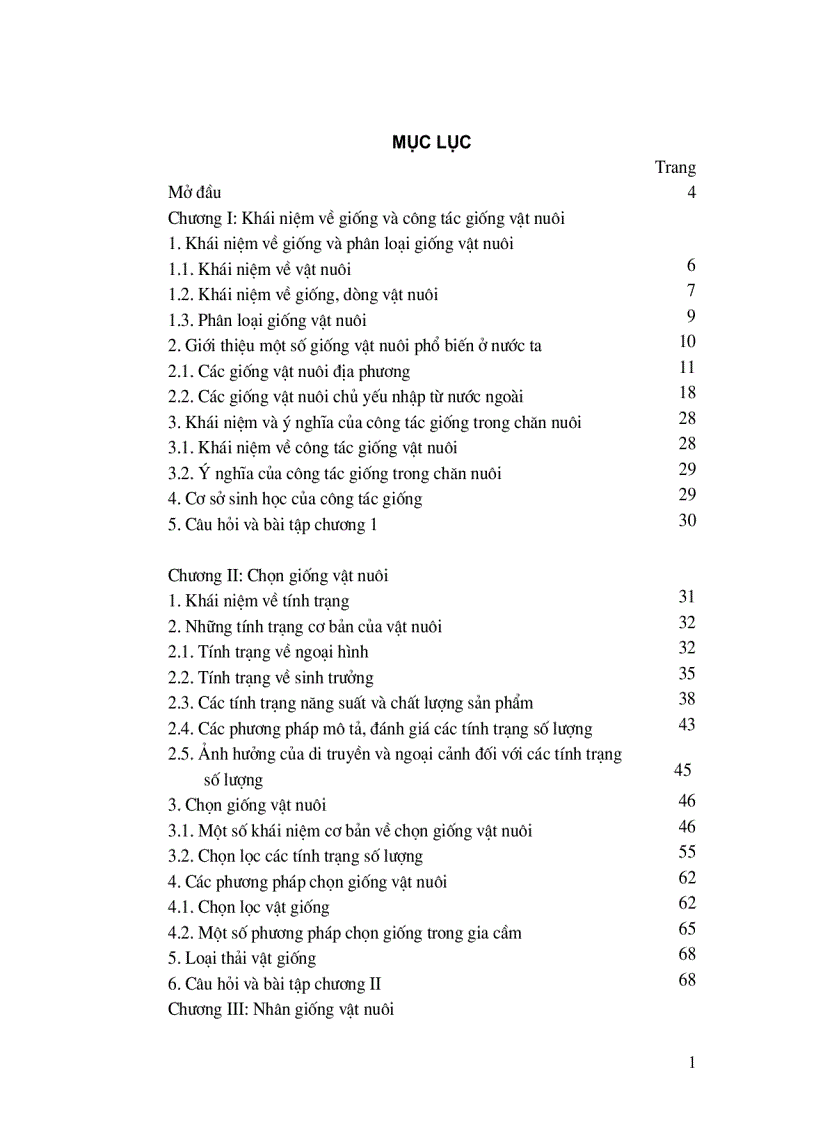 Giáo Trình Giống Vật Nuôi