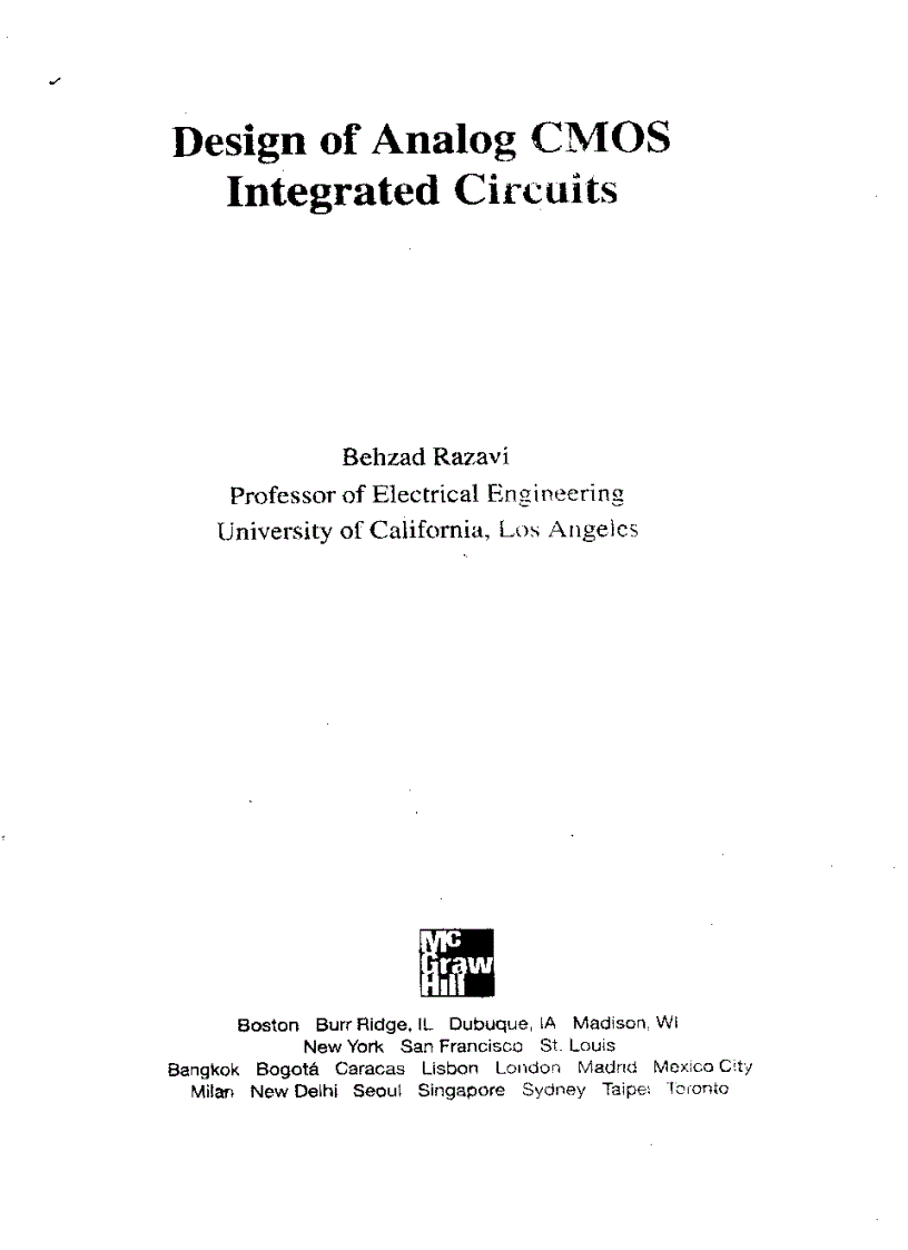 Design of Analog CMOS Integrated Circuits