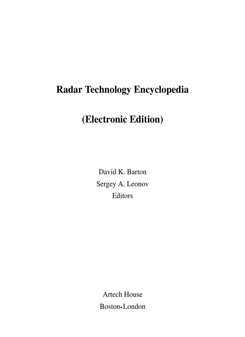 Radar Technology Encyclopedia